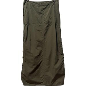 Ralph Lauren Olive Modern Utility Midi Skirt Adjustable Gathered Detail Size 8